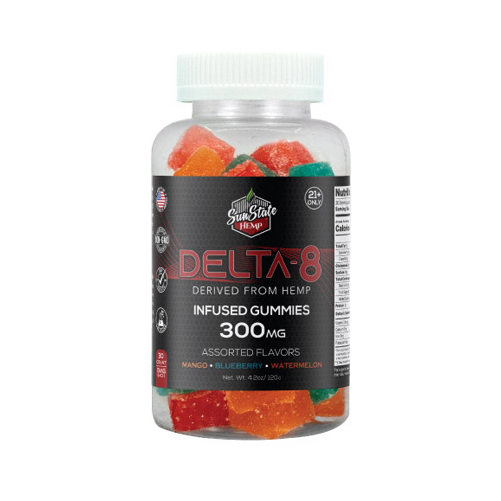 Closed Jar of Delta-8 Gummies | Assorted Flavors | 300mg
