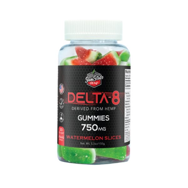 Closed Jar of Delta-8 Gummies | Watermelon Slices | 750mg